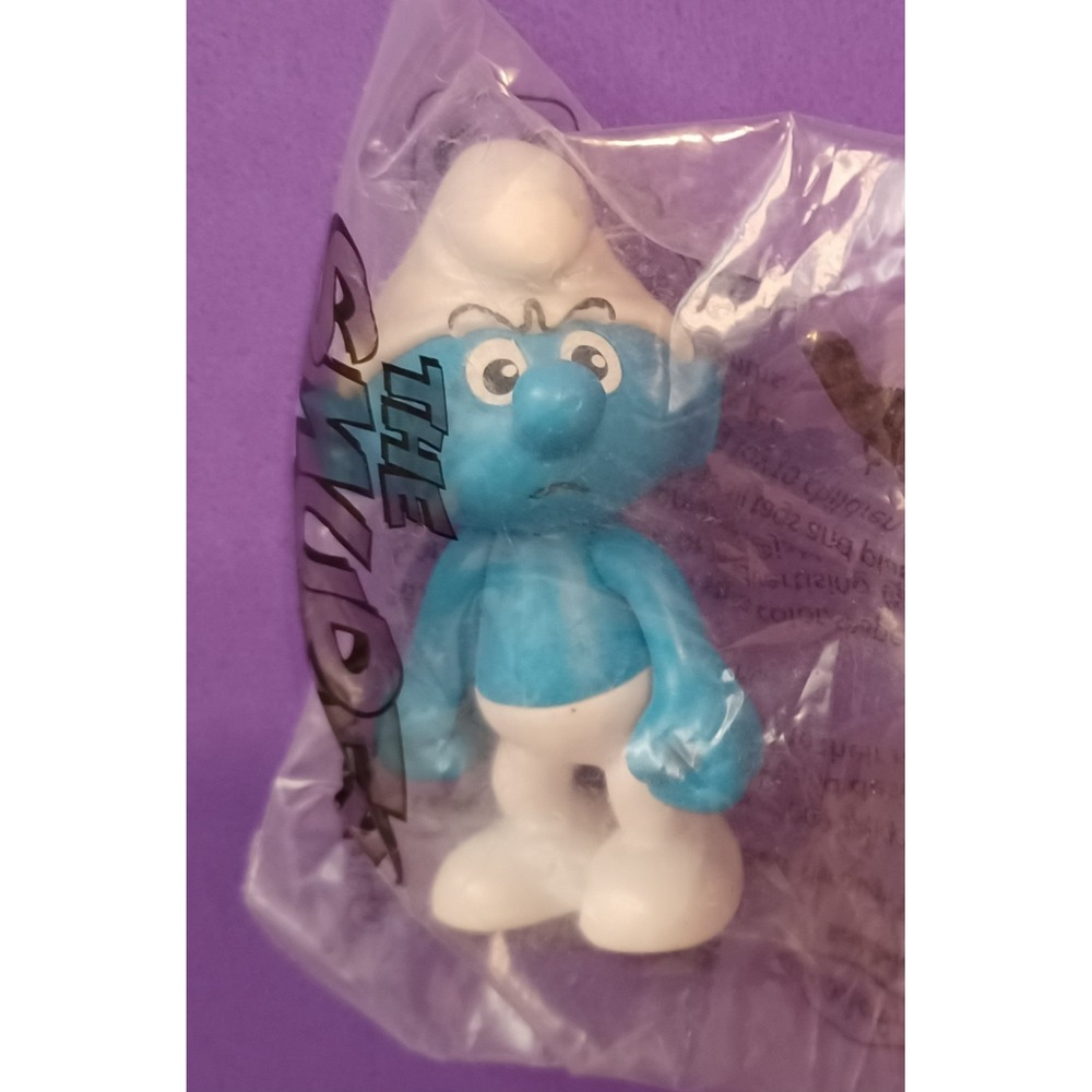 2009 Jakks Pacific Peyo The Smurfs Grouchy Smurf Poseable PVC Figure NOS Sealed - Picture 2 of 3